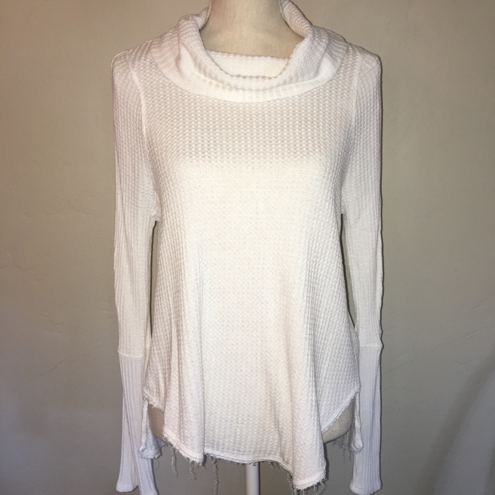 We The Free White Waffle High Low Sweater Size XS